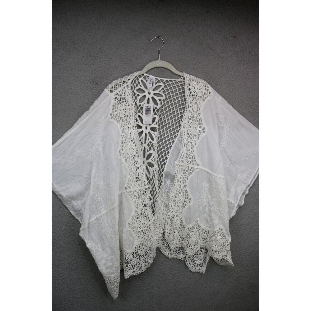 Torrid White Embroidered Ruana Topper-Crochet-OS-Cottagecore-New w/Tags